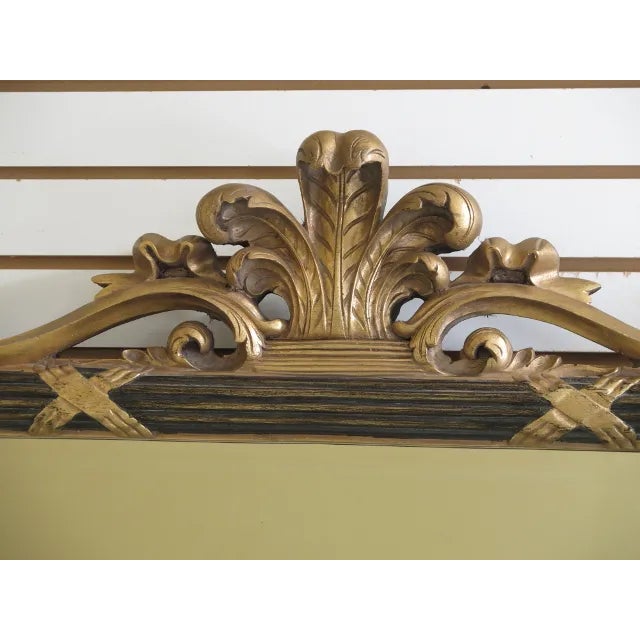 Traditional Regency Style Black & Gold Beveled Glass Mirror For Sale - Image 3 of 6