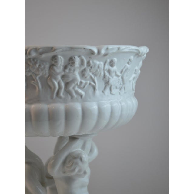 White Neoclassical White Glazed Ceramic Fruit Compote, Portugal, 1970s For Sale - Image 8 of 11