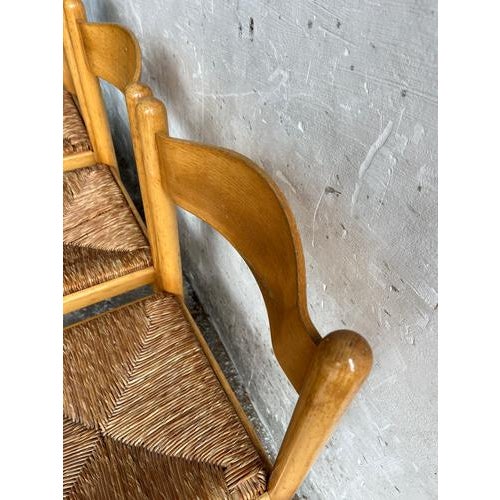 Vintage Wooden Chairs with Rush Seats, Set of 6 For Sale - Image 6 of 15