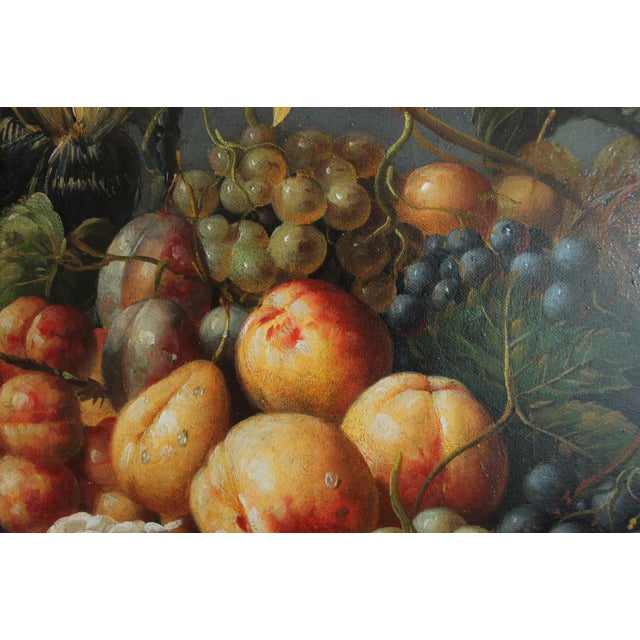 Persimmon Still Life Oil on Canvas Painting: Flowers and Fruit For Sale - Image 8 of 14