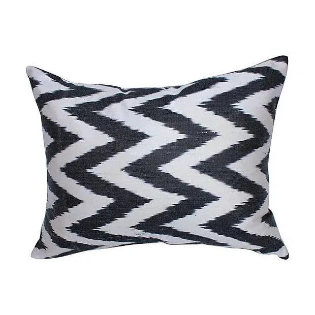 Black & White Silk Ikat Pillows Pair Chairish