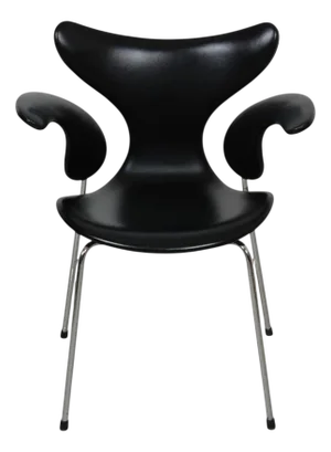 3208 Lily Chair in Black Leather by Arne Jacobsen, 1990s