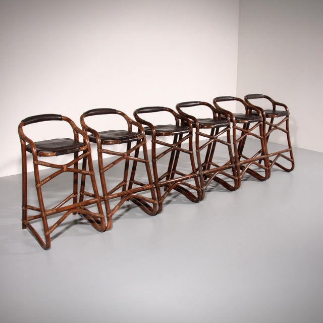 Mid-Century Bamboo Bar Stools from Horsnæs, Denmark, 1970, Set of 6 For Sale - Image 13 of 13