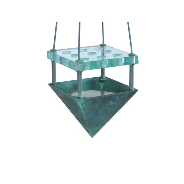 Brutalist Bronze and Murano Glass Ceiling Lamp from Vistosi, 1987 For Sale - Image 3 of 10