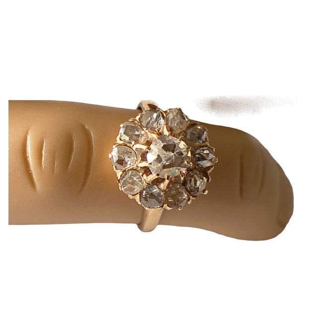 1920's 14k Yellow Gold Rose Cut Diamond Ring Size 4 For Sale - Image 10 of 12