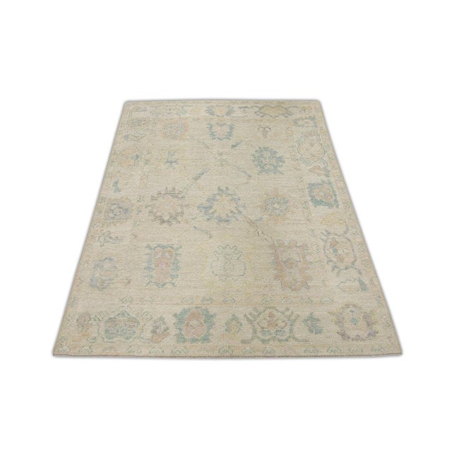 Early 21st Century Turkish Oushak Hand Knotted Wool Oriental Rug 4' X 5'9" For Sale - Image 5 of 5