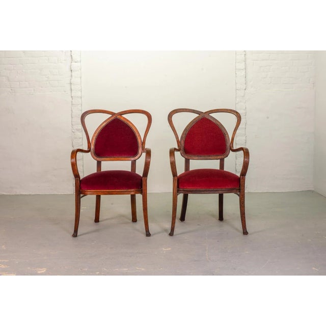 Set of Mid-Century French Red Velvet Armchairs, 1950s For Sale - Image 14 of 14