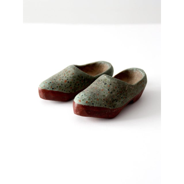 Wood Antique Hand Painted Children's Wooden Clogs For Sale - Image 7 of 9