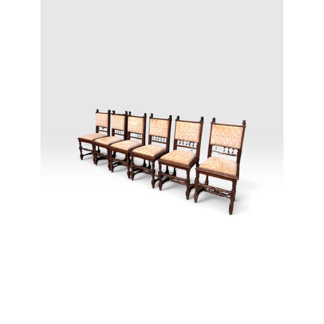 Early 20th Century Early 20th Century Jacobean Renaissance Revival Carved Oak Dining Chairs With Figural Finials – Set of 6 For Sale - Image 5 of 12