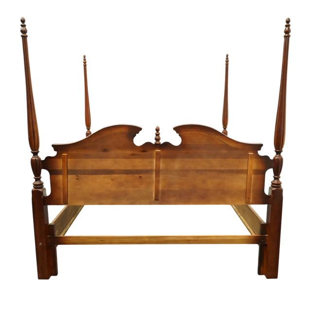 Late 20th Century King Size Carved Cherry Wood Kincaid Furniture Limited Edition General William Lenoir Four Poster Rice Bed - Late 20th Century - 82" X 89" X 84" For Sale - Image 5 of 6