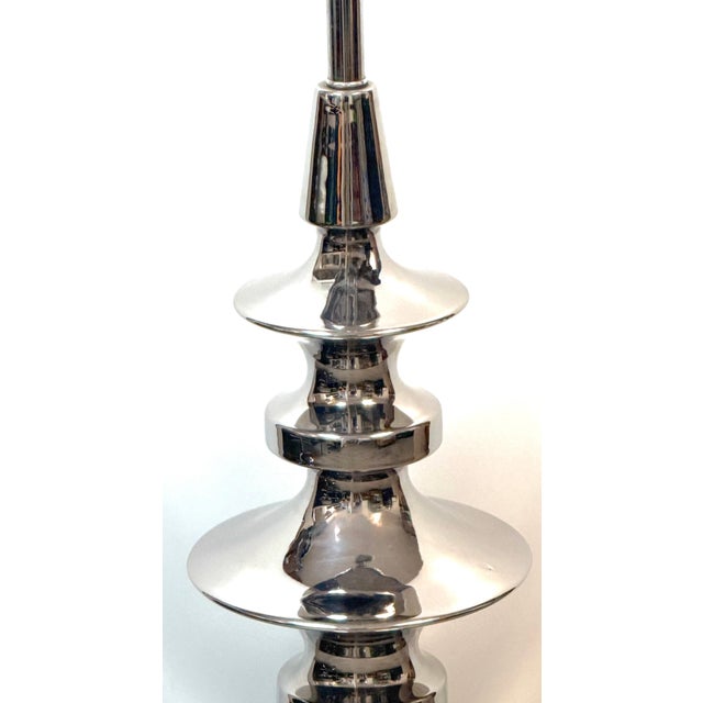 Late 20th Century Tony Duquette Style Mercury Glazed Porcelain Totem Lamp, Hollywood Regency For Sale - Image 9 of 15
