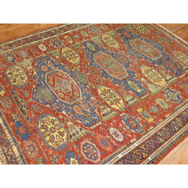Late 19th Century 19th Century Tribal Soumac Flat-weave - 7'3" x 8'8" For Sale - Image 5 of 8