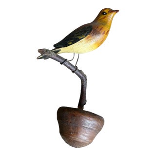 Austrian Folk Art Carved Wood Bird #100 For Sale