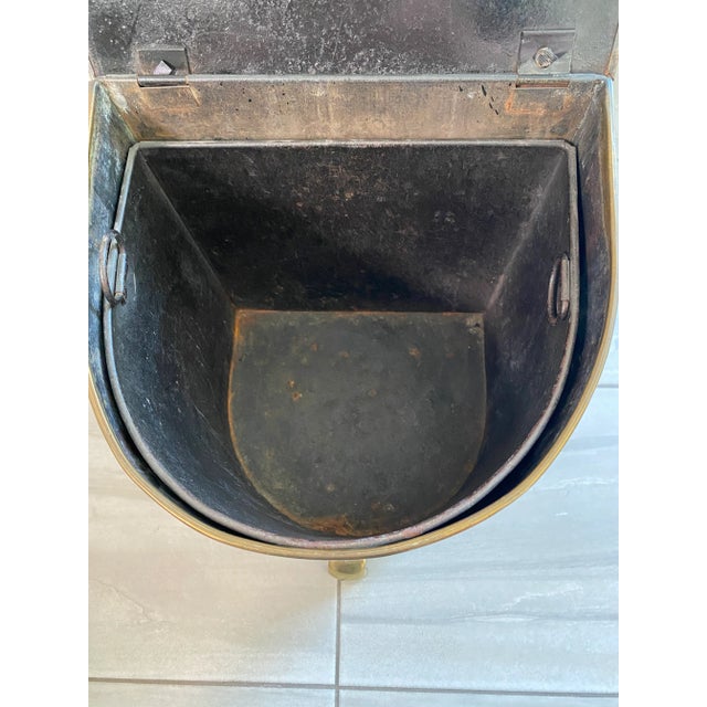 Antique Brass Plated Coal Hod with Insert For Sale - Image 10 of 11