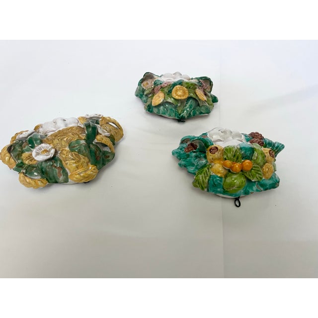 Set of 3 Vintage Italian Majolica Wall Faces – Hand-Painted Amalfi/Sicilian Coastal Style For Sale - Image 9 of 10