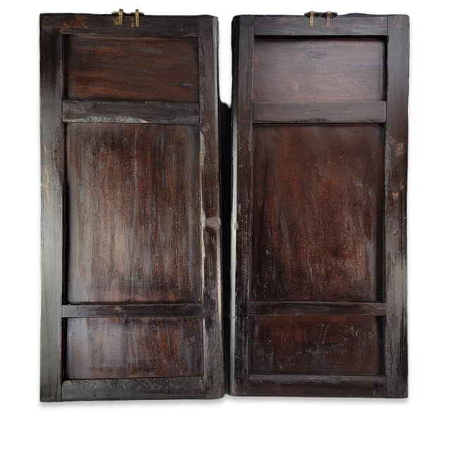 Pair of 19th Century Chinese Qing Lacquered and Carved Wooden Panels With Birds and Floral Decoration 34" For Sale - Image 12 of 12