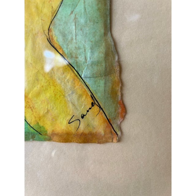 Mid 20th Century Mid-Century Modern Nude Figural Mixed Media on Batik Framed For Sale - Image 5 of 8