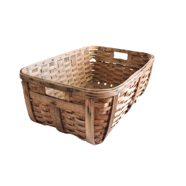 Farmhouse 19th Century Antique French Splint Laundry Basket/Ext LRG For Sale - Image 3 of 5