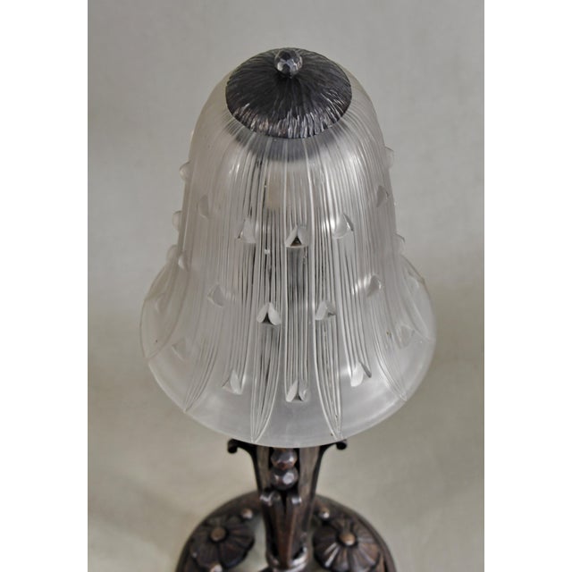 Metal 1930s French Art Deco Lamp by René Lalique - Wrought Iron France For Sale - Image 7 of 14