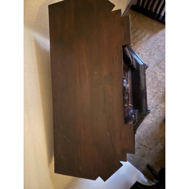 Italian Antique Walnut Credenza Excellent Overall C. 1825 Renaissance Style, Lion Coat of Arms One Concealed Drawer. Red Cloth Interior. For Sale In Sacramento - Image 6 of 12