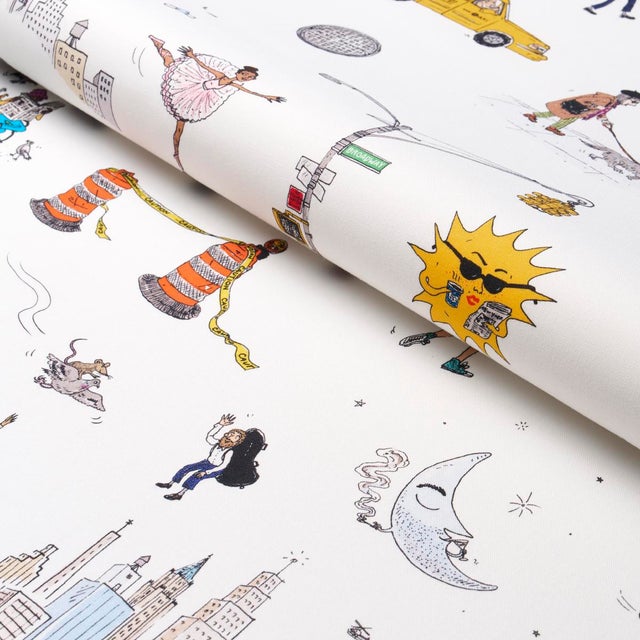 Not Yet Made - Made To Order SAMPLE - Schumacher x The New Yorker Joana Avillez's Street Scenes Fabric In Multicolor On White For Sale - Image 5 of 5