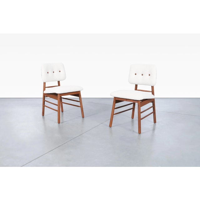 Antique White 1950s Mid Century Walnut Dining Chairs by Greta M. Grossman for Glenn of California, Set of 10 For Sale - Image 8 of 12
