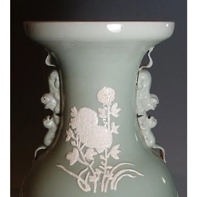 Ceramic Late 19th C Chinese Celadon and White Floor Vases - a Pair For Sale - Image 7 of 13