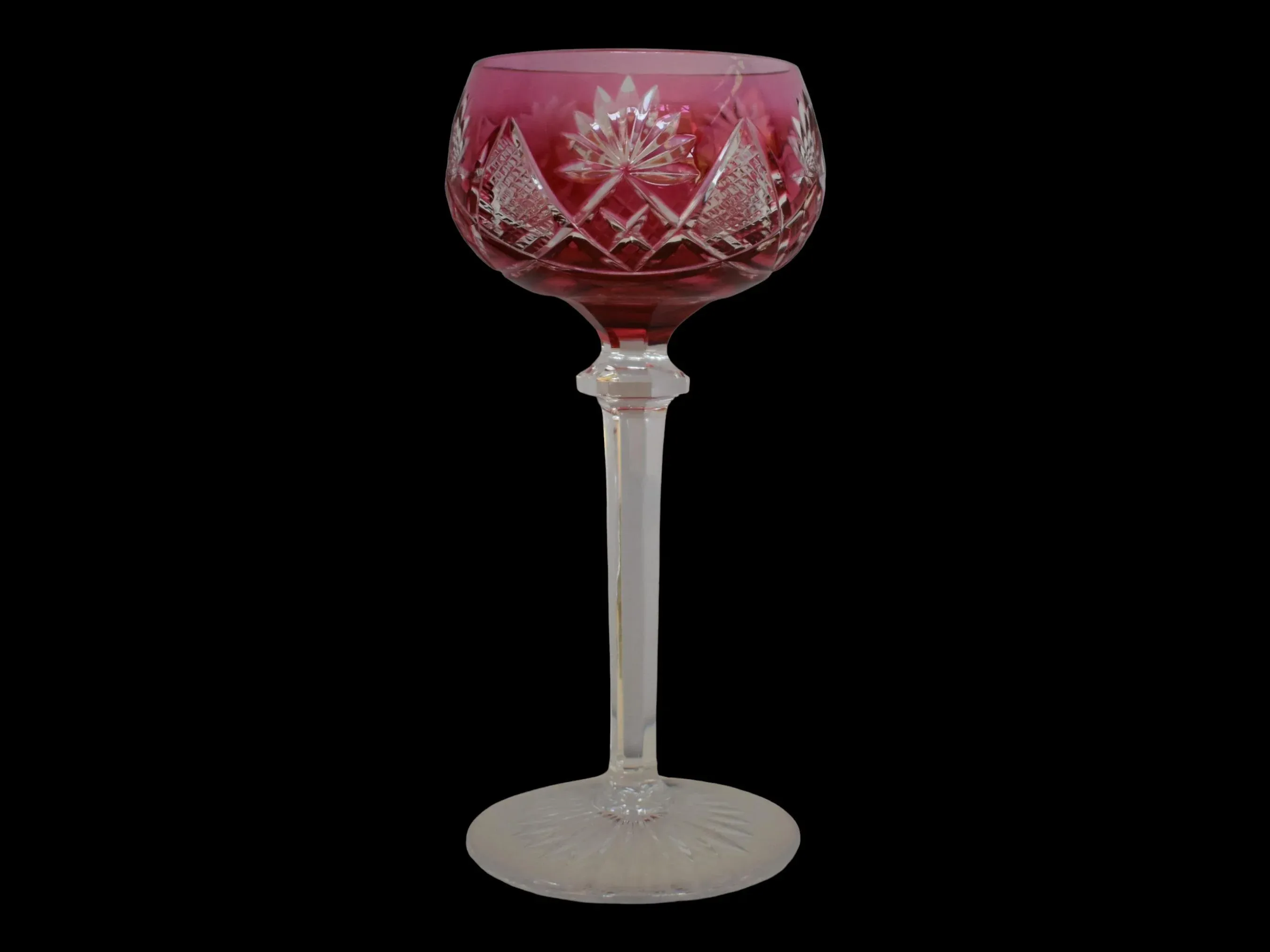 Vintage Val Saint-Lambert Hock Wine Glass Cut to Clear Crystal