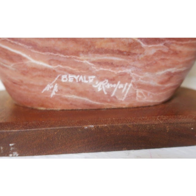 Stone Late 20th Century Beautiful Signed Red Alabaster Sculpture "Navajo Woman" by Noted American Indian Artist Randall Beyale. For Sale - Image 7 of 13