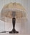 Vintage Table Lamp with Patinated Brass Base and Fringed Shade, 1980s For Sale - Image 6 of 7