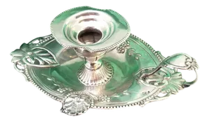 Silver Paddle with Pearly and Shell-Shaped Reliefs, Monogram Card and Claw-Shaped Feet