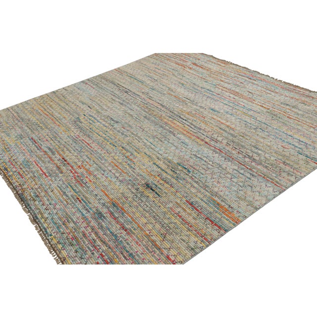 Rug & Kilim Rug & Kilim’s Contemporary Square Rug With Colorful Stripes & Geometric Patterns For Sale - Image 4 of 7