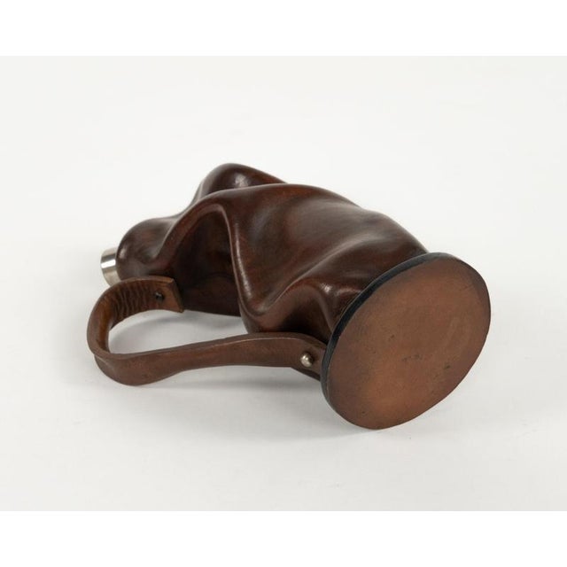 Mid-Century Liqueur Bottle in Brown Leather and Glass, Italy, 1960s For Sale - Image 12 of 14