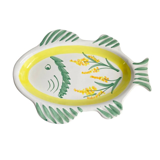 Vintage Italian Pottery Caleca Fabio Fish Plate Hand Painted Decorative Dish Signed For Sale - Image 9 of 9