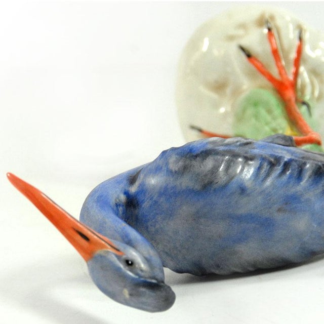 Mid-Century Modern Vintage Italian Handpainted Ceramic Heron Figurine, 1970s For Sale - Image 3 of 10