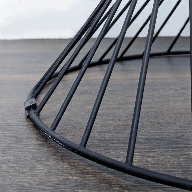 Modern Black Wire Frame Accent Outdoor Table With Round Top For Sale - Image 4 of 6