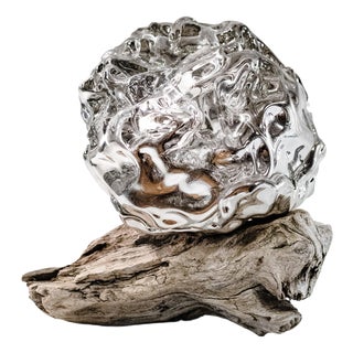 Arctic Circle Series Sculpture #1 in Glass and Driftwood by Szkło Studio For Sale