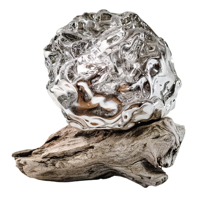 Arctic Circle Series Sculpture #1 in Glass and Driftwood by Szkło Studio For Sale