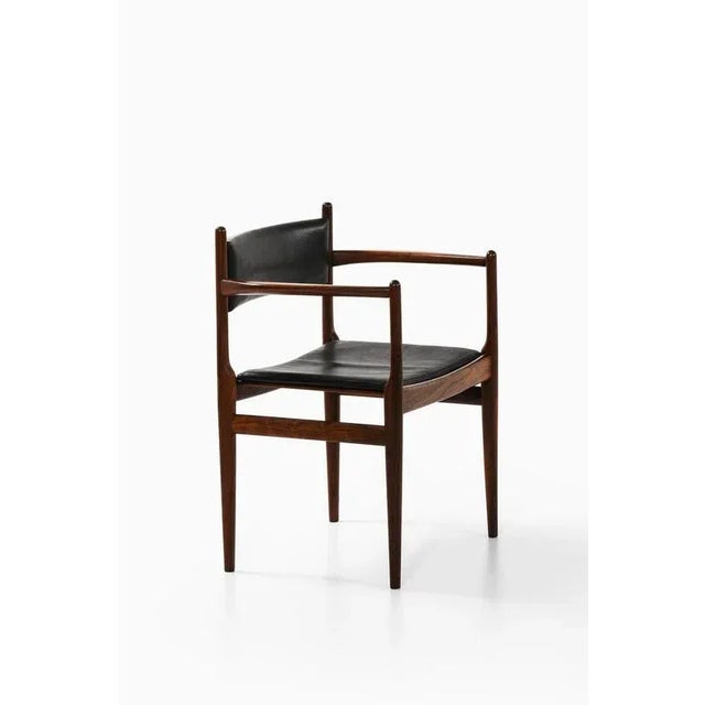 Armchair in Rosewood and Black Leather by Kai Lyngfeldt Larsen, 1960s For Sale - Image 3 of 11