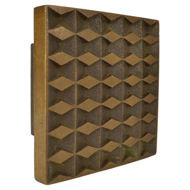Square Push and Pull Door Handle in Bronze in Diamond Relief, 1970s For Sale - Image 13 of 13