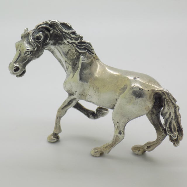 1970s Vintage Italian Large Galloping Horse Figurine in Silver, Arezzo, 1970s For Sale - Image 5 of 12
