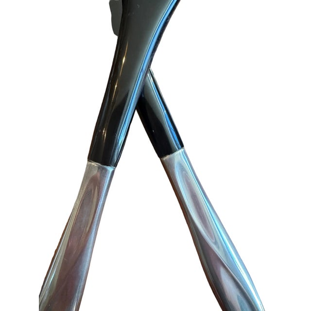 Black Vintage Mid-Century Modern Sterling Silver Salad Set- Set of 2 For Sale - Image 8 of 8