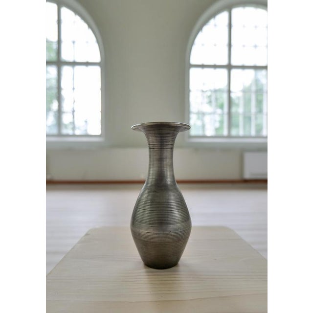 Art Deco Vase and Bowl in Pewter by Edvin Ollers, Sweden, 1950s, Set of 2 For Sale - Image 6 of 13