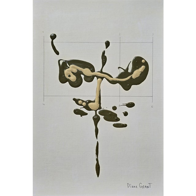 Set of 6 - One-of-a-Kind Dark Green & Cream Botanical Organic Modern Original Oil Paintings / Herbarium / Floral / Earth Tones For Sale - Image 6 of 17