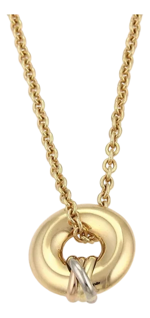 Cartier Trinity 18k Tri Color Gold Circular Pendant Necklace w/Paper