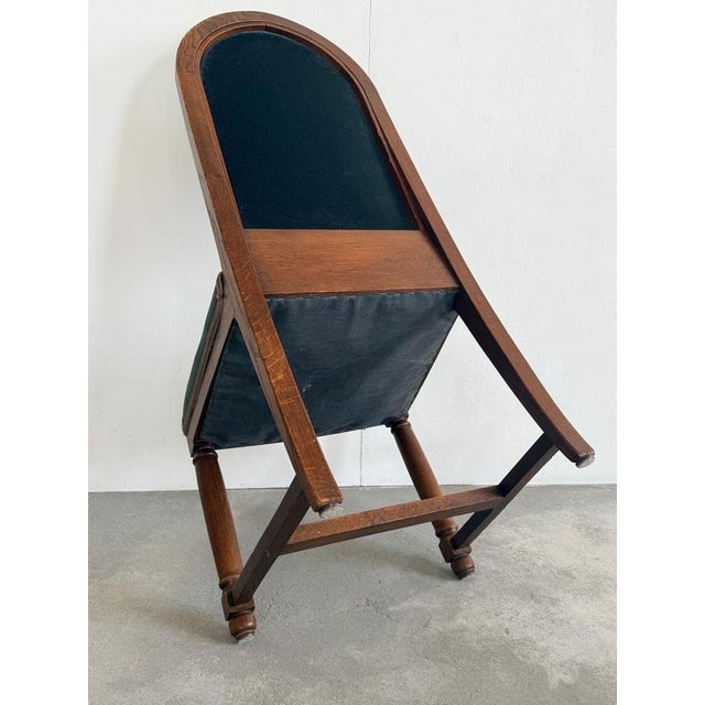 Brown Amsterdam School Style Oak Side Chair in Green Velvet, Netherlands, 1925 For Sale - Image 8 of 9