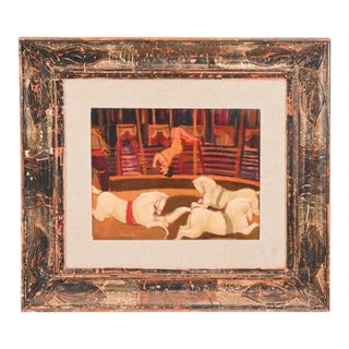 1970s Carlo Roselli Signed Oil Painting of Circus Horses For Sale