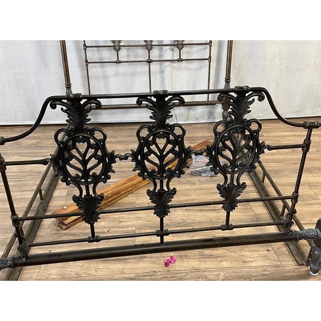 Brown Designer Iron Queen Bed For Sale - Image 8 of 10
