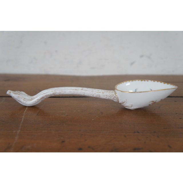 Meissen Porcelain Antique German Meissen Dresden Sprays Porcelain Floral Serving Spoon For Sale - Image 4 of 11