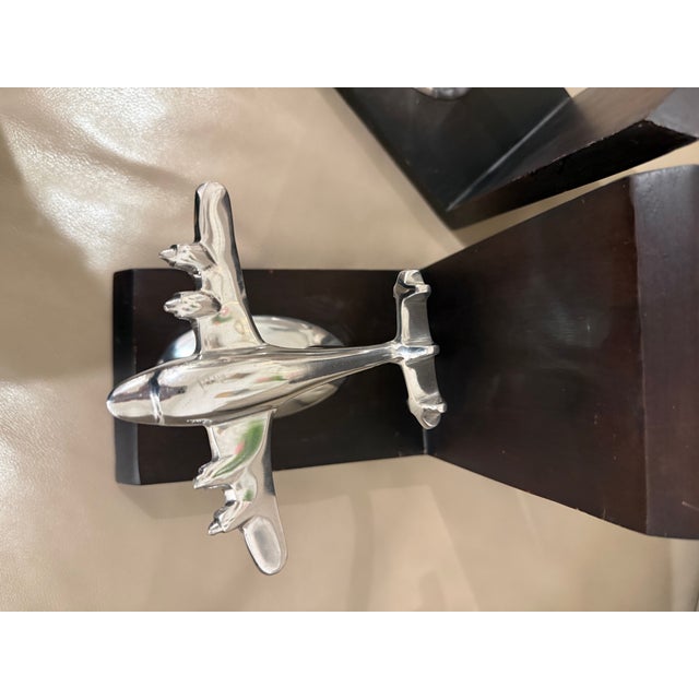 Mid Mid Century Airplane Bookends Aeronautical Decor For Sale - Image 4 of 8